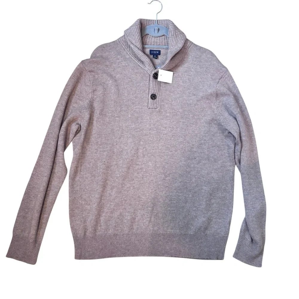 J. Crew Men's Oatmeal Shawl Collar Button Up Sweater XL New w/ Tags